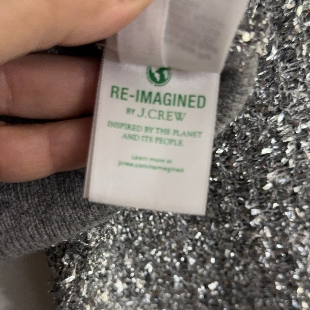 J.Crew CE724 Button-front Cardigan M Silver Grey Sparkly‎ Lambswool - Picture 9 of 11